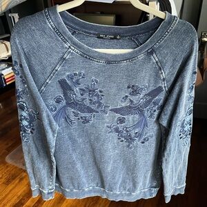 Max Jeans Blue Embroidered Sweatshirt 100% Cotton Medium